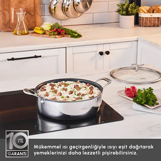 Karaca Plasma Steel 316+ 3Ply Karnıyarık Tencere 28 cm