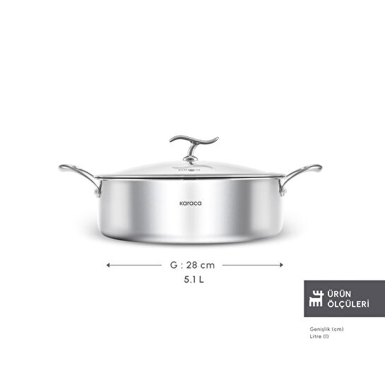 Karaca Plasma Steel 316+ 3Ply Karnıyarık Tencere 28 cm