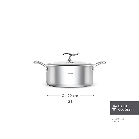 Karaca Plasma Steel 316+ 3Ply Tencere 20 cm