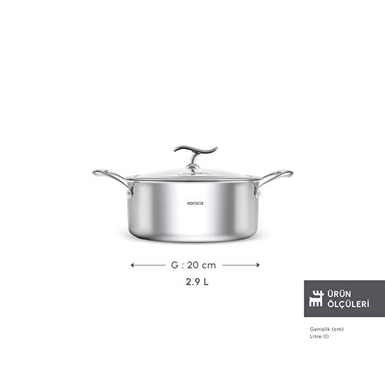 Karaca Plasma Steel 316+ 3Ply Tencere 20 cm
