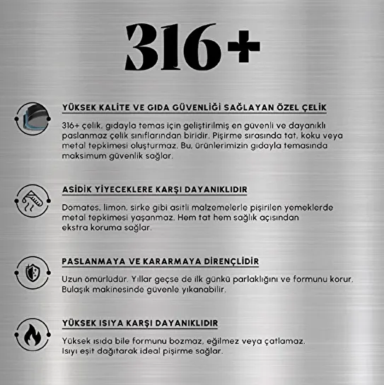 Karaca Plasma Steel 316+ 3Ply Tencere 22 cm