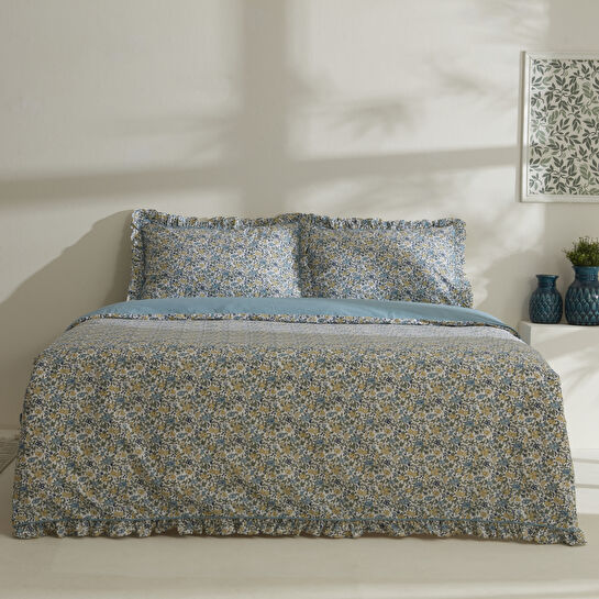 Karaca Home Minay 52 tel %100 Pamuk Çift Kişilik Nevresim Takımı Mavi