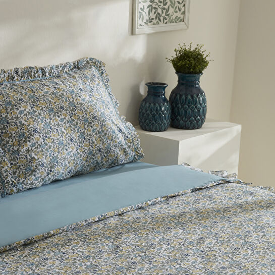 Karaca Home Minay 52 tel %100 Pamuk Çift Kişilik Nevresim Takımı Mavi