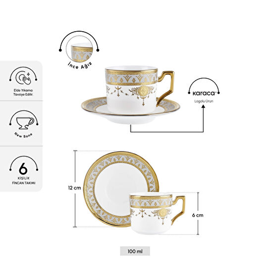 Karaca Tuğra 6 Kişilik Kahve Fincan Takımı 100 ml