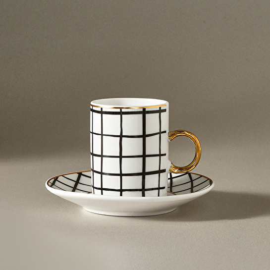 Karaca Perry Çizgili 6 Kişilik Kahve Fincan Takımı 90 Ml
