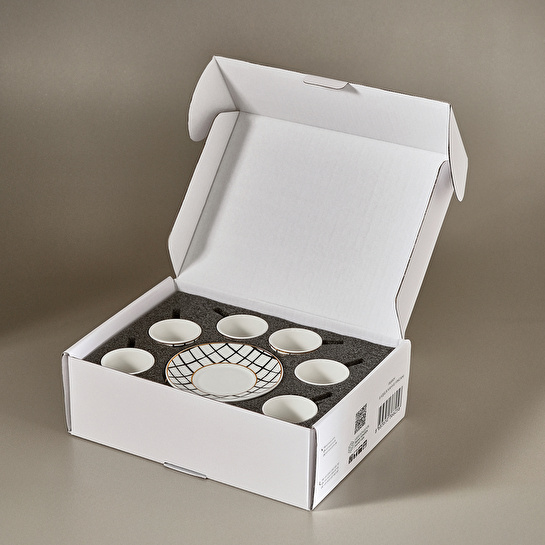 Karaca Perry Çizgili 6 Kişilik Kahve Fincan Takımı 90 Ml