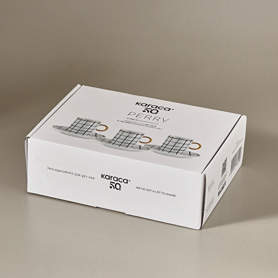 Karaca Perry Çizgili 6 Kişilik Kahve Fincan Takımı 90 Ml