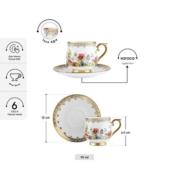 Karaca Yeşim 6 Kişilik Kahve Fincanı 100 Ml