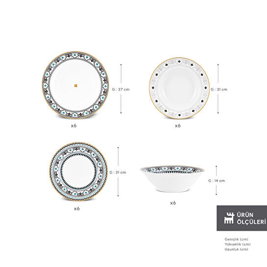 Karaca Forever Bone Vina 24 Parça 6 Kişilik Yemek Takımı 