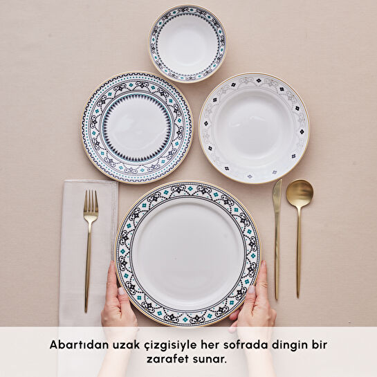 Karaca Forever Bone Vina 24 Parça 6 Kişilik Yemek Takımı 