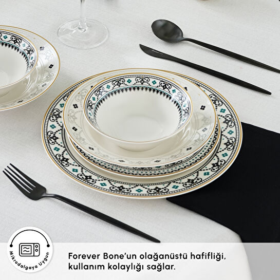 Karaca Forever Bone Vina 24 Parça 6 Kişilik Yemek Takımı 