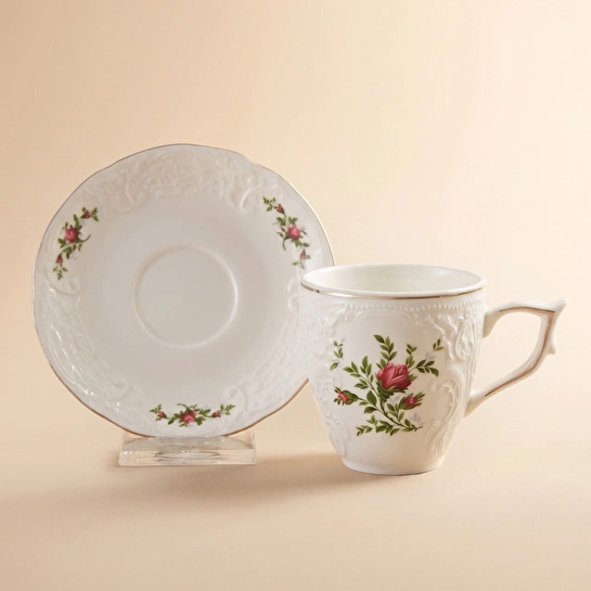 Karaca Vintage Rose Çay Fincanı ve Tabağı 200 ml