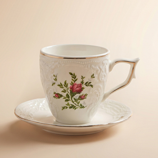 Karaca Vintage Rose Çay Fincanı ve Tabağı 200 ml