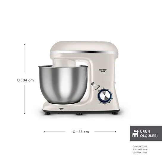Karaca Chefcrafter Hamur Yoğurma Makinesi Porcelain White 1900W 7L