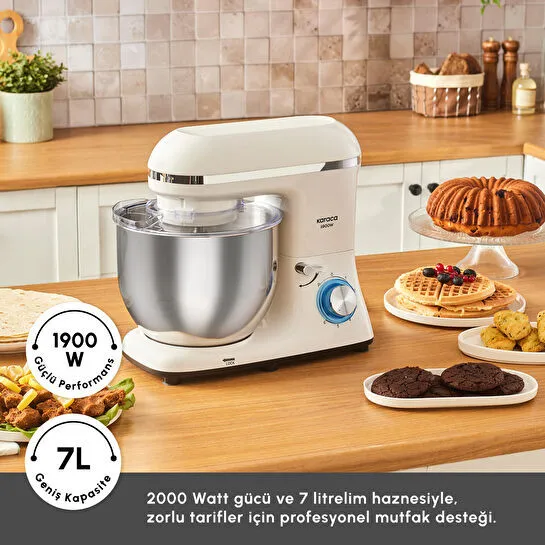 Karaca Chefcrafter Hamur Yoğurma Makinesi Porcelain White 1900W 7L