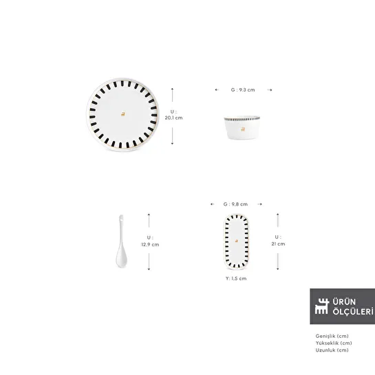 Karaca Stream Bone Kore 22 Parça 6 Kişilik Kahvaltı Takımı