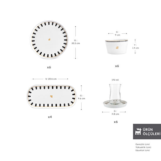 Karaca Stream Bone Kore 28 Parça 6 Kişilik Kahvaltı Takımı