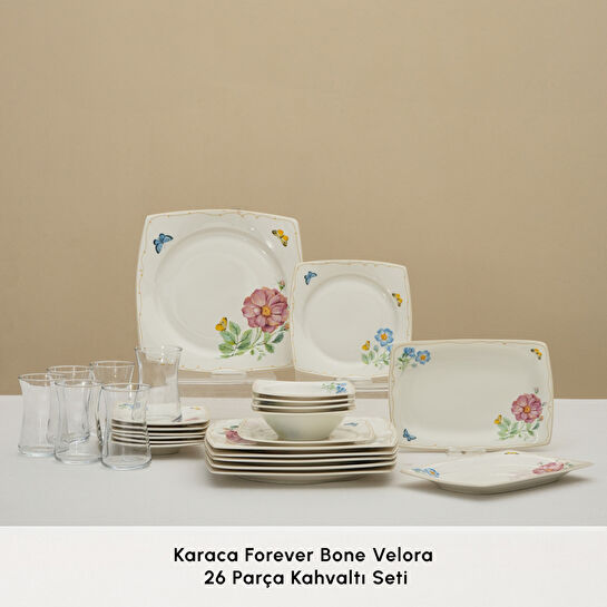 Karaca Forever Bone Velora 26 Parça 6 Kişilik Kahvaltı Takımı
