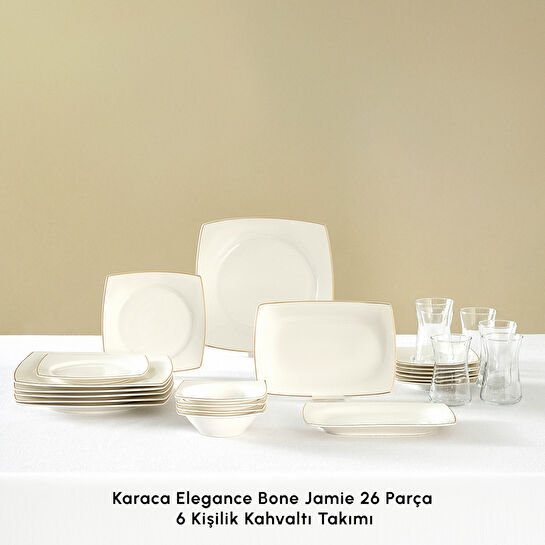 Karaca Elegance Bone Jamie 26 Parça 6 Kişilik Kahvaltı Takımı