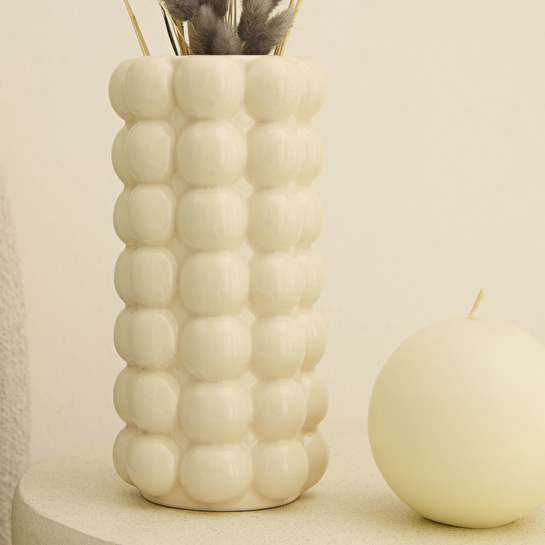 Karaca Home Rocco Silindir Vazo Bej 9,3 x 9,3 x 18 cm