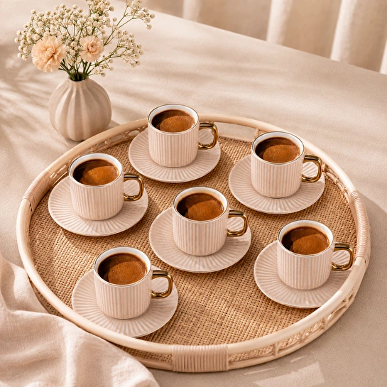Karaca Massimo Bej 6 Kişilik Kahve Fincan Takımı 90 ml