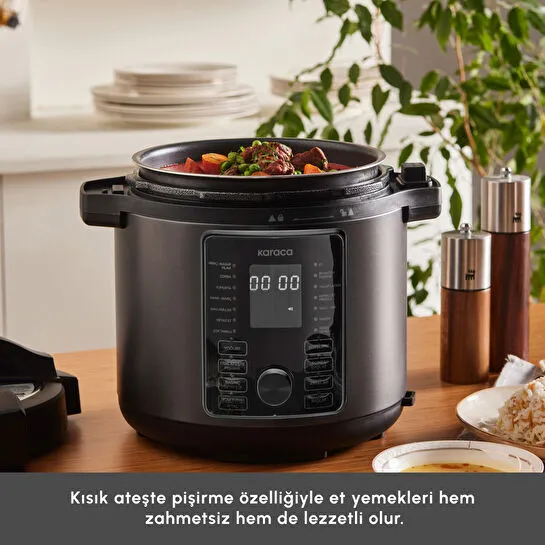 Karaca Cooker Elektrikli Düdüklü Basınçlı Pişirici Matte Black 6L
