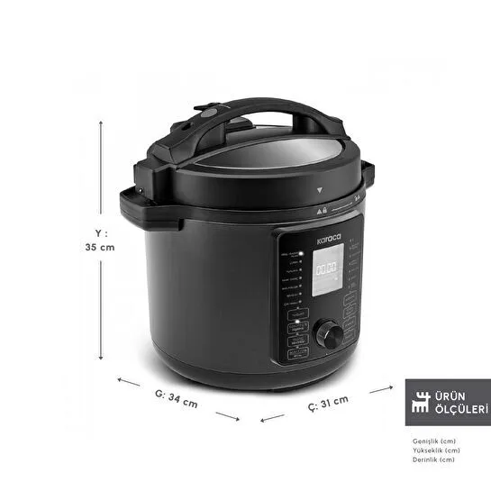 Karaca Cooker Elektrikli Düdüklü Basınçlı Pişirici Matte Black 6L