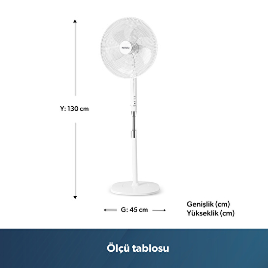 Homend Fanomen 9010h Hız ve Açı Ayarlı Döner Başlıklı Ayaklı Vantilatör 55W