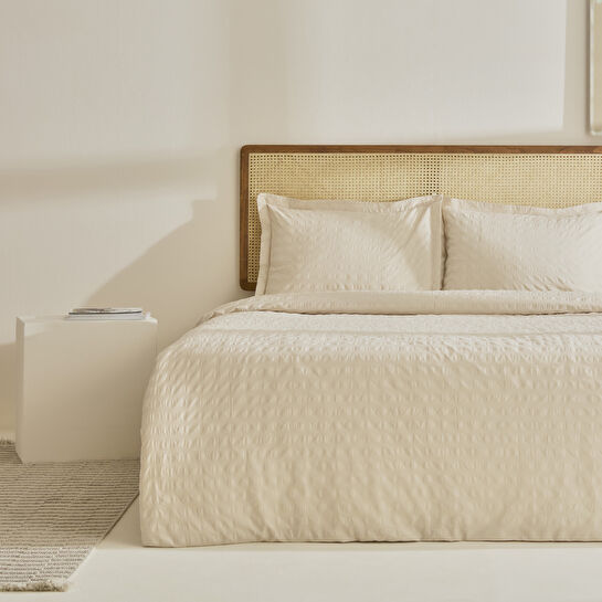 Karaca Home Perla Gofre %100 Pamuk Çift Kişilik Nevresim Takımı Bej