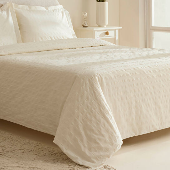 Karaca Home Perla Gofre %100 Pamuk Çift Kişilik Nevresim Takımı Beyaz