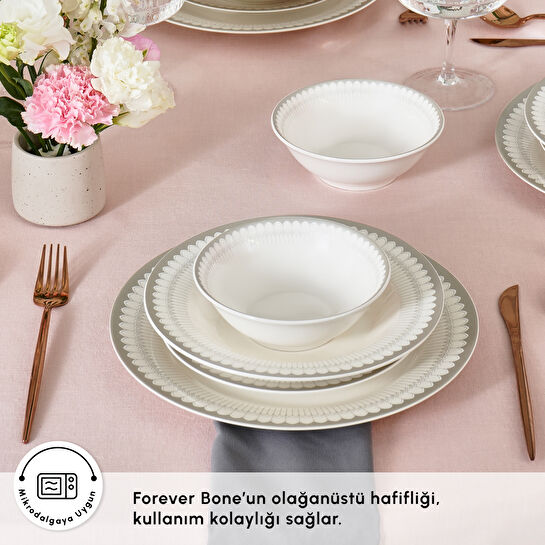 Karaca Forever Bone Juliet Metallic 24 Parça 6 Kişilik Yemek Takımı