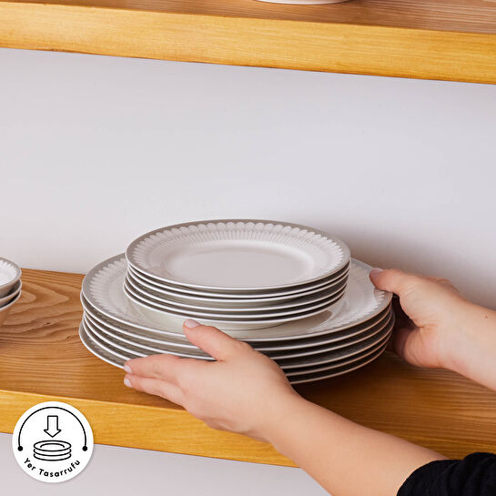 Karaca Forever Bone Juliet Metallic 24 Parça 6 Kişilik Yemek Takımı