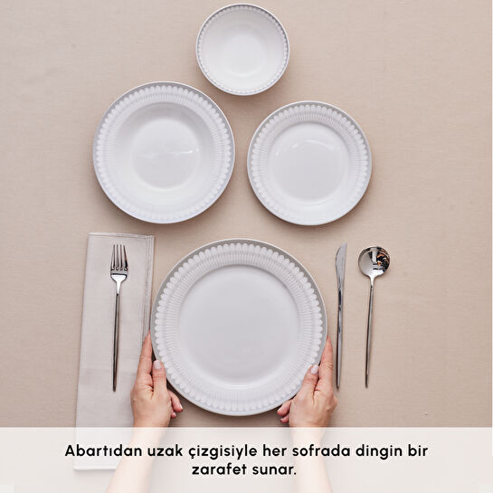 Karaca Forever Bone Juliet Metallic 24 Parça 6 Kişilik Yemek Takımı