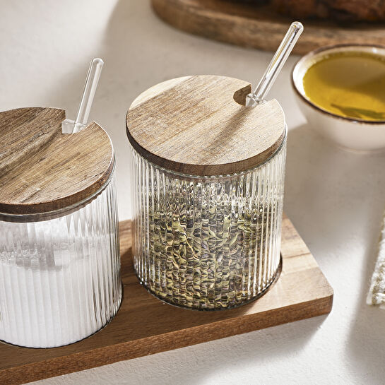 Karaca Mova Akasya 3'lü Cam Kaşıklı Baharat Takımı