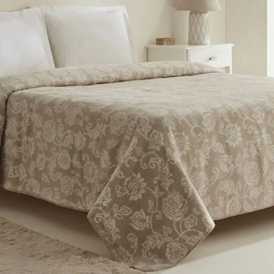 Karaca Home Glorinda Çift Kişilik Akrilik Battaniye Açık Kahve