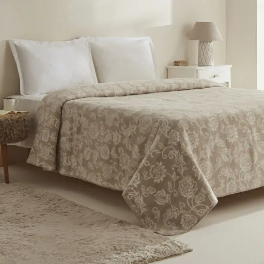 Karaca Home Glorinda Çift Kişilik Akrilik Battaniye Açık Kahve