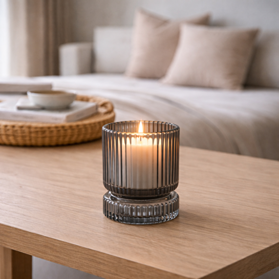 Karaca Home Boris Cam Mumluk Antrasit 9x9x12 cm