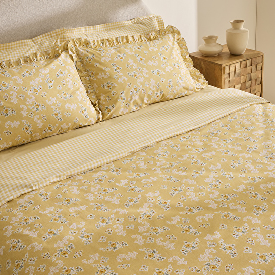 Karaca Home Carlo %100 Pamuk Çift Kişilik Nevresim Takımı Sarı
