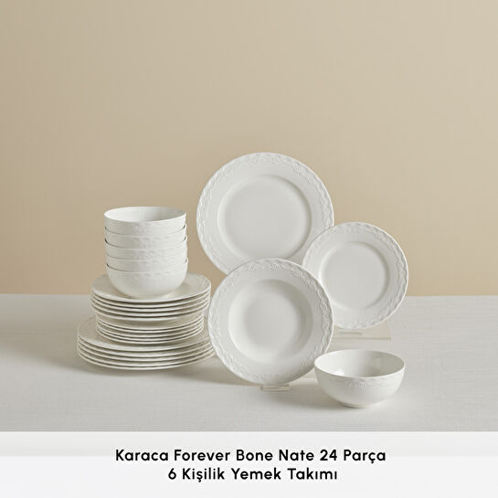 Karaca Forever Bone Nate 24 Parça 6 Kişilik Yemek Takımı