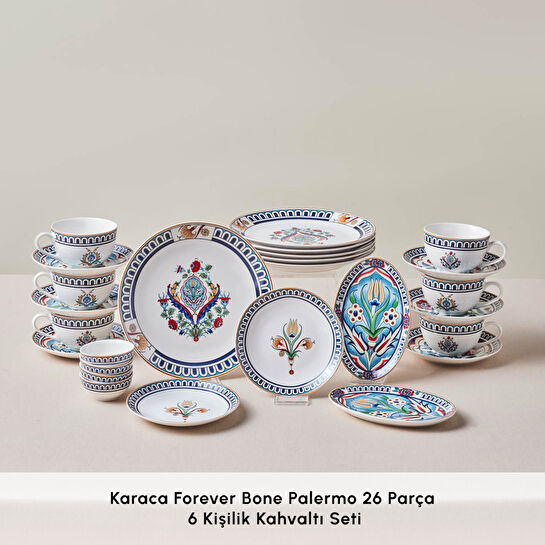 Karaca Forever Bone Palermo 26 Parça 6 Kişilik Kahvaltı Seti