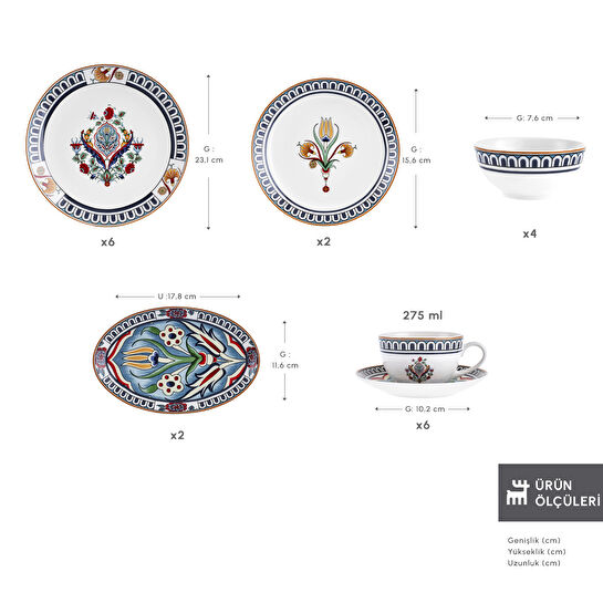 Karaca Forever Bone Palermo 26 Parça 6 Kişilik Kahvaltı Seti