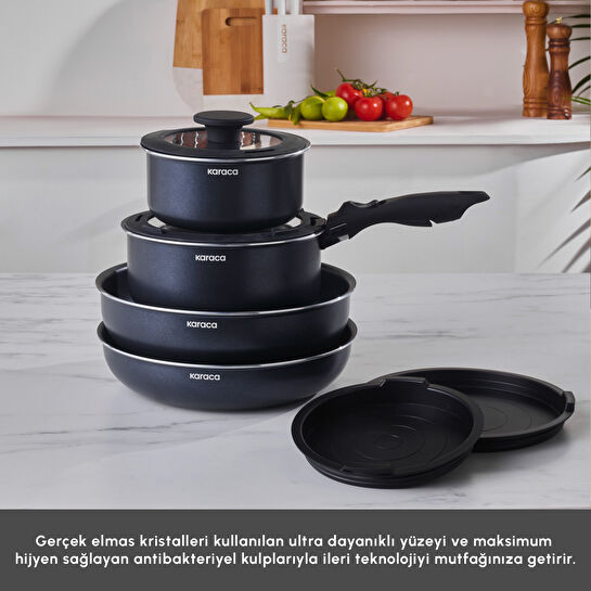 Karaca Biodiamond Smart Clip İndüksiyon Tabanlı 9 Parça Tencere Seti