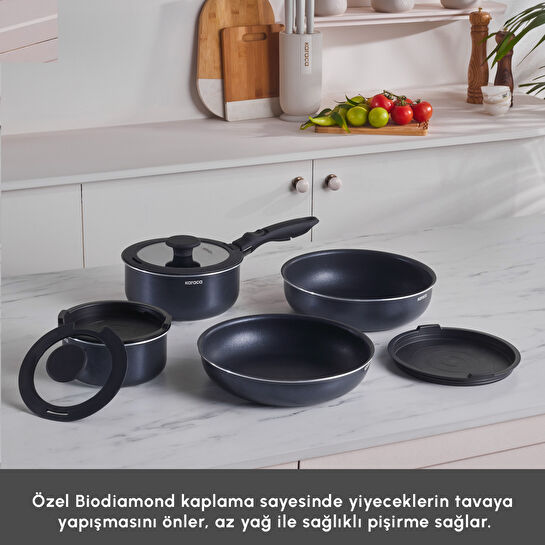 Karaca Biodiamond Smart Clip İndüksiyon Tabanlı 9 Parça Tencere Seti