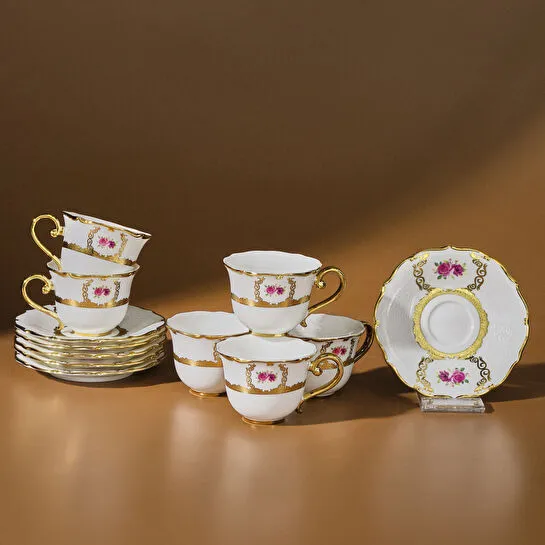 Karaca Royal Bone Elizabeth 6 Kişilik Kahve Fincan Takımı 90 Ml