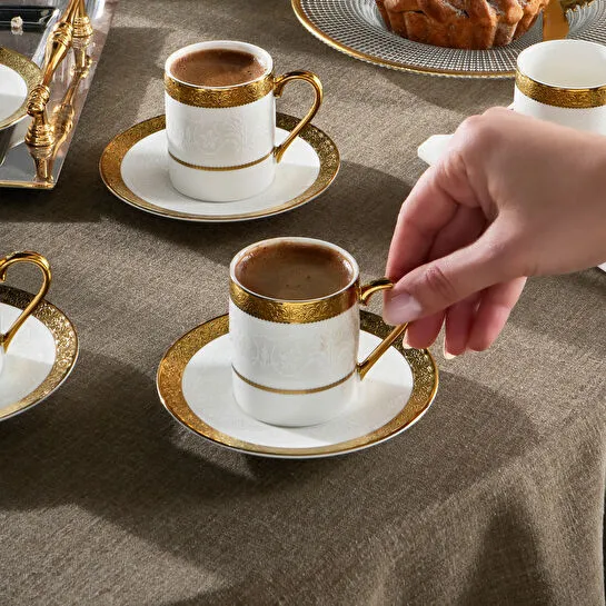 Karaca Royal Bone Victoria 6 Kişilik Kahve Fincan Takımı 90 ml