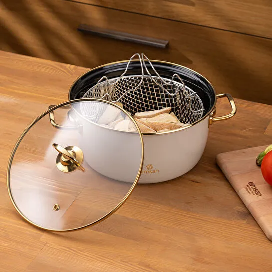 Emsan Retro Emaye Kızartma Tenceresi Bej