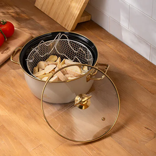 Emsan Retro Emaye Kızartma Tenceresi Bej