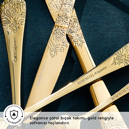 Karaca Elegance Bellatrix Gold 12 Kişilik 84 Parça Çatal Kaşık Bıçak Takımı