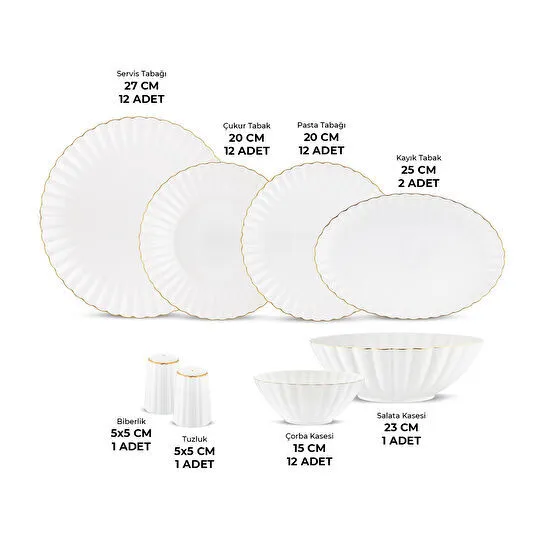 Emsan Perla Fine Bone 53 Parça 12 Kişilik Yemek Takımı
