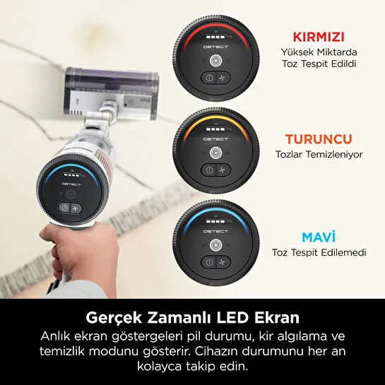 Shark Detect Clean Empty Auto-Empty Sistemli Turbo Başlıklı Şarjlı Dikey Süpürge 2L